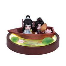 Load image into Gallery viewer, Anime &quot;The Master of Diabolism&quot; Wei Wuxian &amp; Lan Wangji Lotus Lake Boat Ride Ver. Deformed Figure 2pc Set
