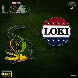 Loki President Loki Button and Alligator Loki Pin 2-Pack - Entertainment Earth Exclusive